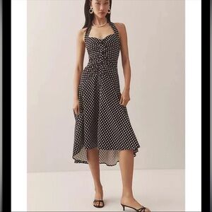Anthropology Maeve Black and White Polka Dot High Low Dress